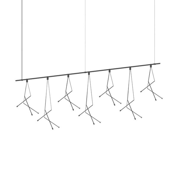 Suspenders Satin Black Eight-Feet 21-Light LED Linear Chandelier, image 1