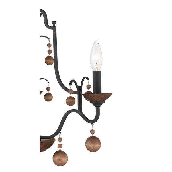 Colonial Charm Old World Bronze with Walnut Accents Chandelier, image 4