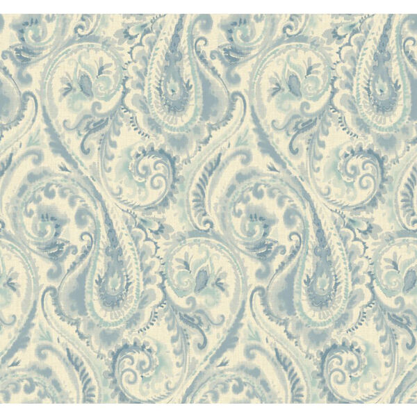 Candice Olson Modern Nature White and Blue Lyrical Wallpaper: Sample Swatch Only, image 1