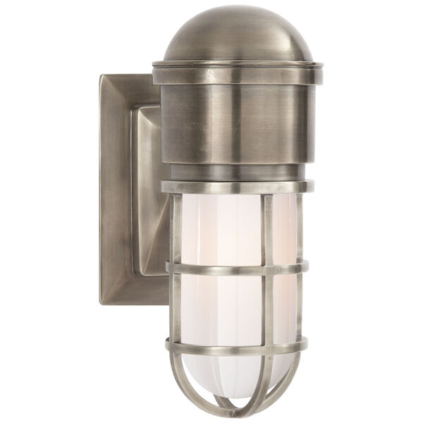 Marine Wall Light in Antique Nickel with White Glass by Chapman and Myers, image 1