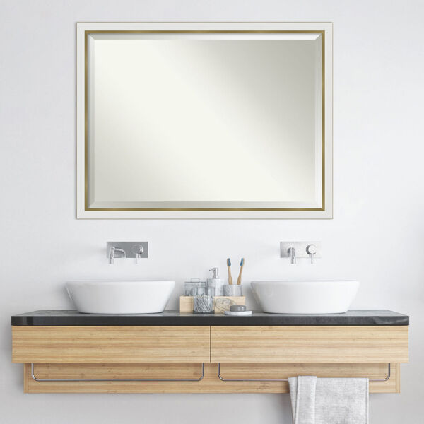 Eva White and Gold 43W X 33H-Inch Bathroom Vanity Wall Mirror, image 6