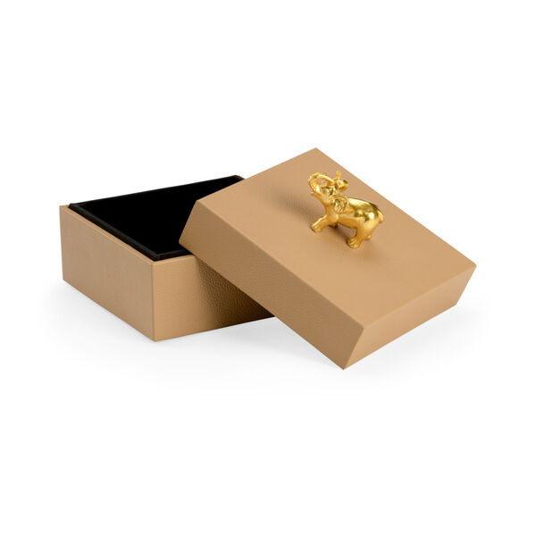 Pam Cain  Tan and Metallic Gold Elephant Handle Box, image 2