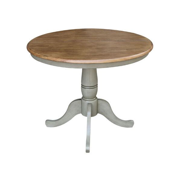 Hickory and Stone 36-Inch Width Round Top Dining Height Pedestal Table With 12-Inch Leaf, image 2