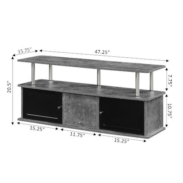 Designs2Go Cement and Black TV Stand with Three Storage Cabinet and Shelf, image 3