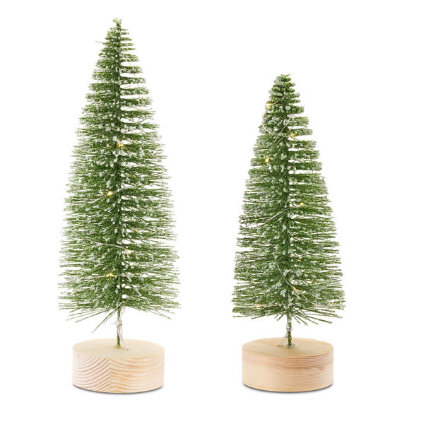 Green and Natural Plastic Tree with LED Tabletop Décor, Set of 2, image 1