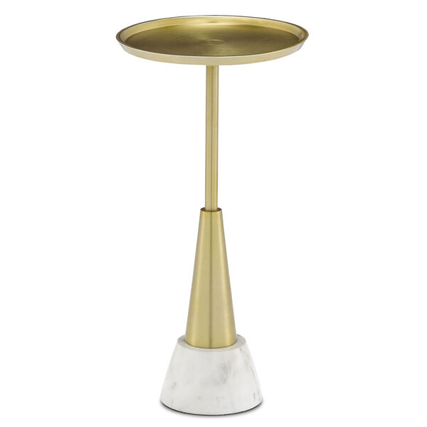Davis Brushed Brass and White Drinks Table, image 1