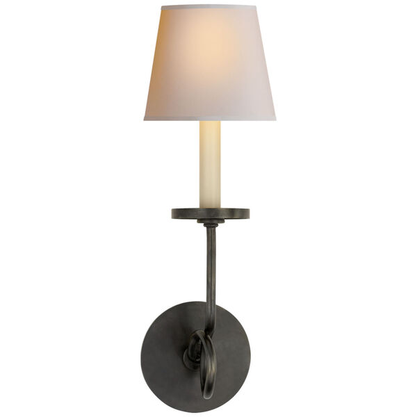 Symmetric Twist Single Sconce in Bronze with Natural Paper Shade by Chapman and Myers, image 1