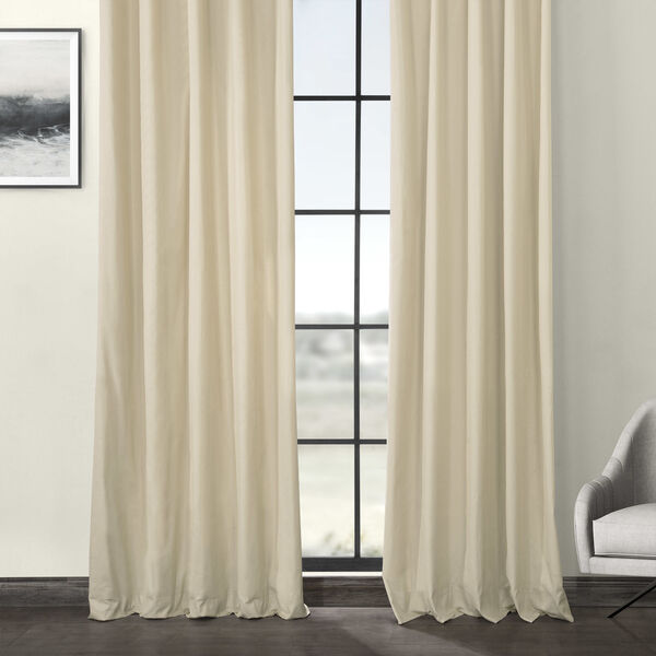 Cream Solid Cotton Tie-Top Curtain Single Panel, image 4