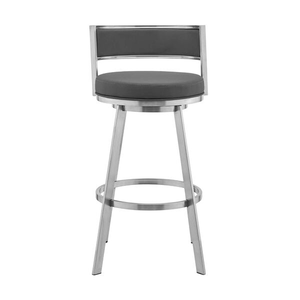 Roman Brushed Stainless Steel Gray Counter Stool, image 3