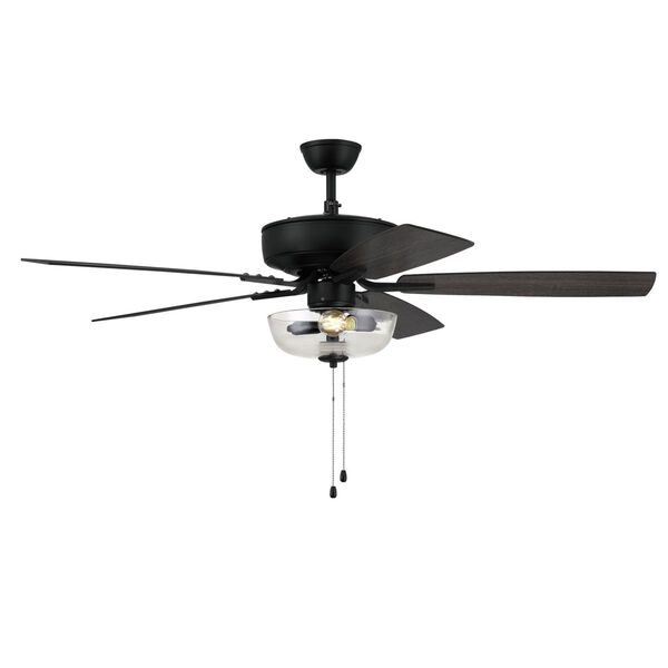 Pro Plus Flat Black 52-Inch Two-Light Ceiling Fan with Clear Glass Bowl Shade, image 4