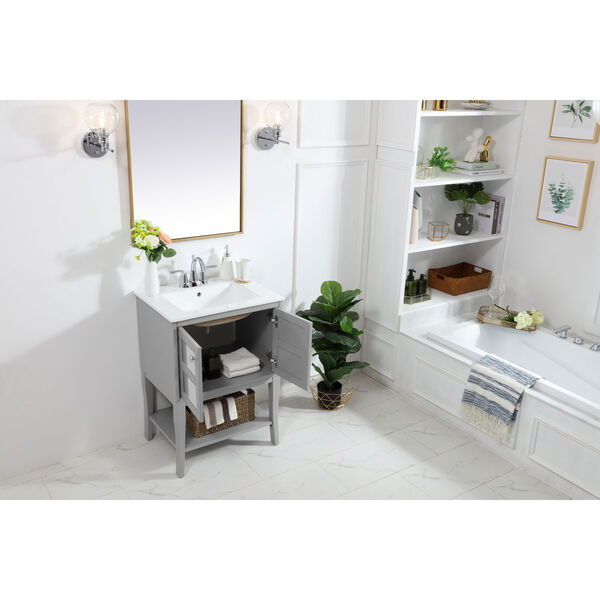 Mason Gray 25-Inch Single Bathroom Mirrored Vanity Sink Set, image 4