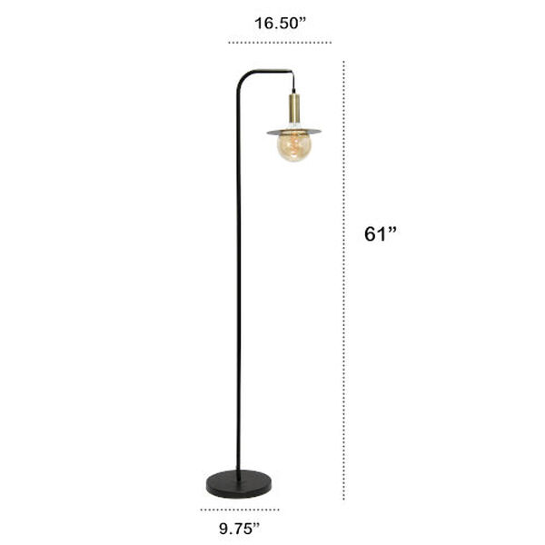 Maize Black and Antique Brass One-Light Floor Lamp, image 3