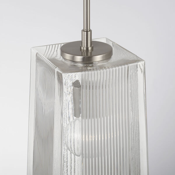 Lexi Brushed Nickel One-Light Tapered Rectangular Pendant with Clear Fluted Glass, image 4