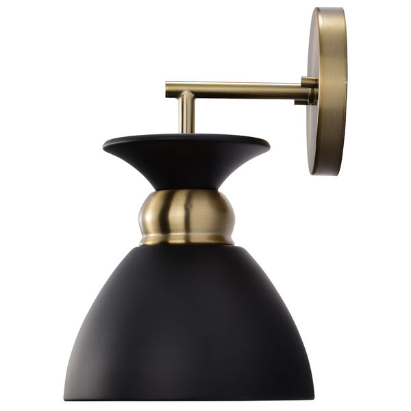 Perkins Matte Black and Burnished Brass One-Light Wall Sconce, image 2