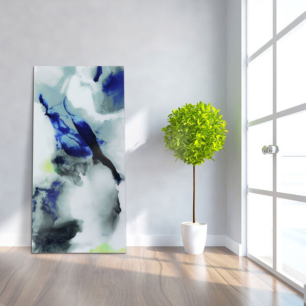 Blue Splash Frameless Free Floating Tempered Glass Wall Art, image 1