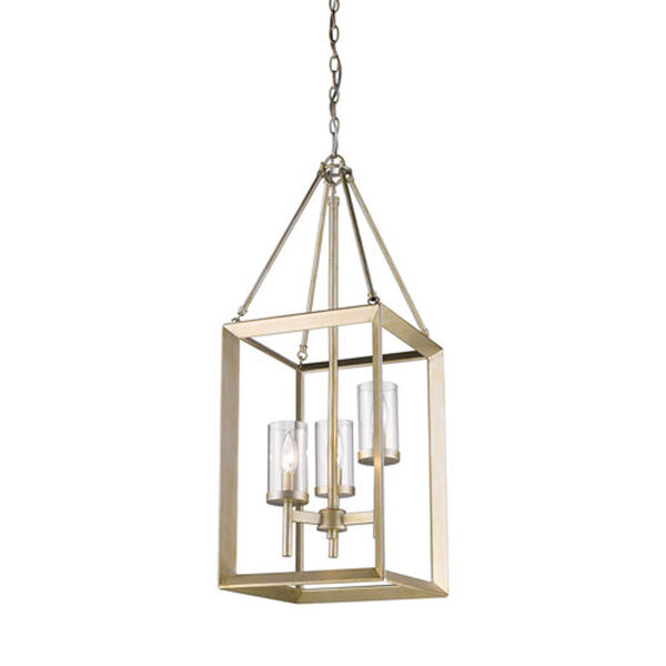 Linden White Gold Three-Light Pendant with Clear Glass Shade, image 2