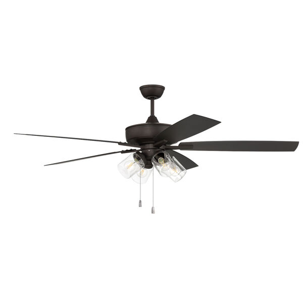 Super Pro Espresso 60-Inch LED Ceiling Fan with Clear Glass, image 1
