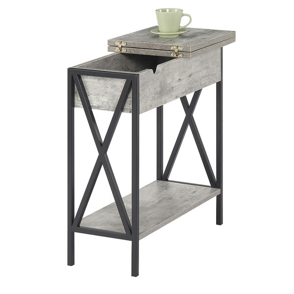 Tucson Flip Top End Table with Charging Station and Shelf, image 5