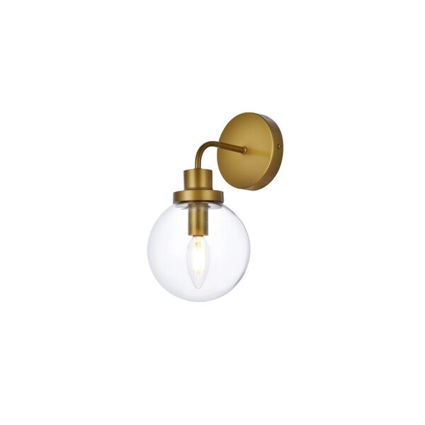 Hanson Brass and Clear Shade One-Light Bath Vanity, image 3