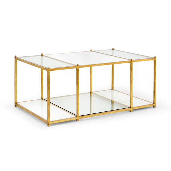 Directoire Antique Gold and White Coffee Table, image 1
