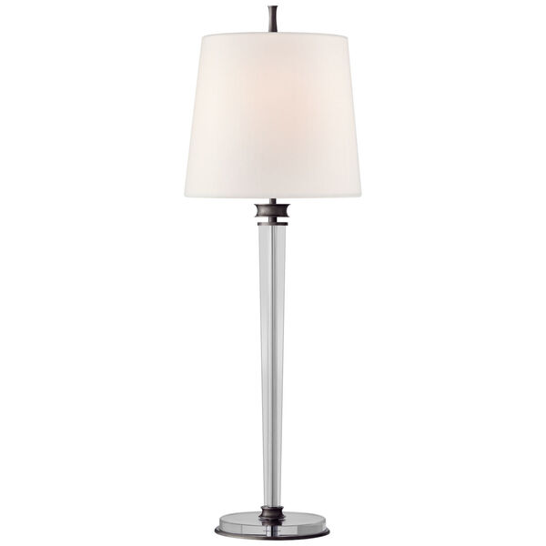 Lyra Buffet Lamp in Bronze and Crystal with Linen Shade by Thomas O'Brien, image 1