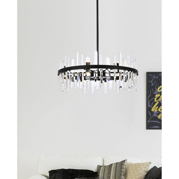 Serena Black and Clear 32-Inch Round Chandelier, image 2
