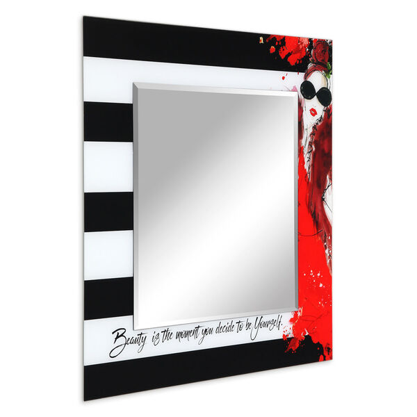 Fashion Red 36 x 36-Inch Square Beveled Wall Mirror, image 2