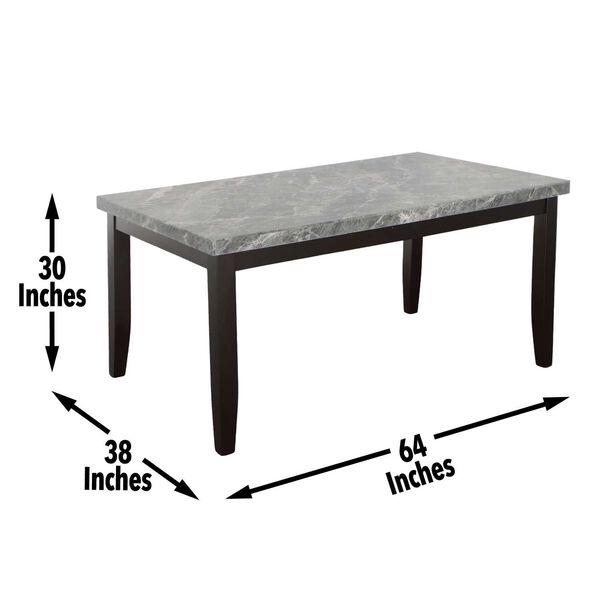 Napoli Black and Gray Marble Top Dining Table, image 4