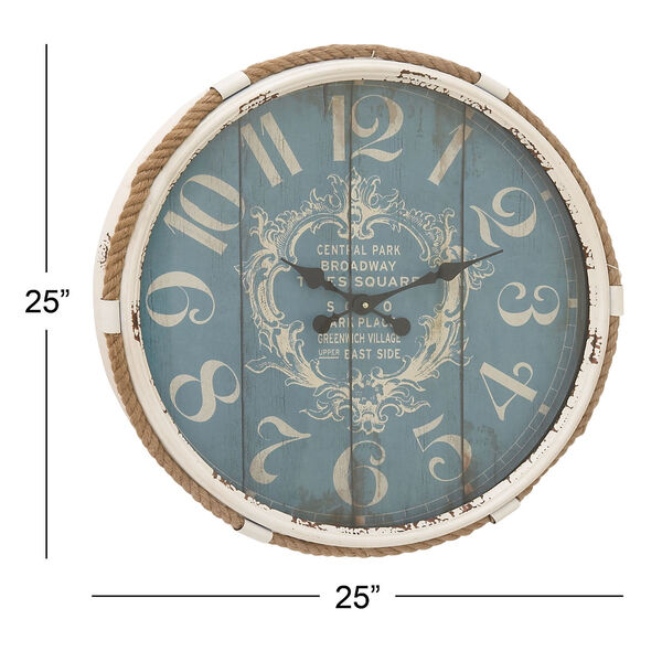 Turquoise Metal Wall Clock, 25-Inch x 25-Inch, image 2