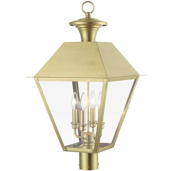 Wentworth Natural Brass Four-Light Outdoor Extra Large Lantern Post, image 4