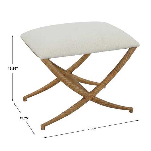 Expedition Natural and White Fabric Small Bench, image 3