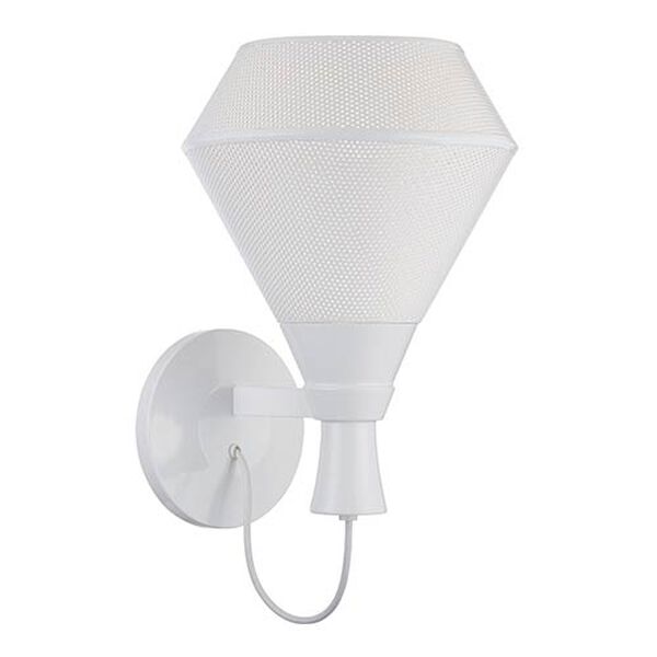 Jake Glacier White LED Wall Sconce with Perforated Metal Shade, image 1