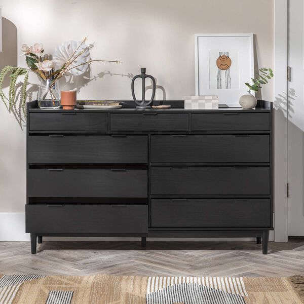 Black Solid Wood Nine-Drawer Dresser, image 7