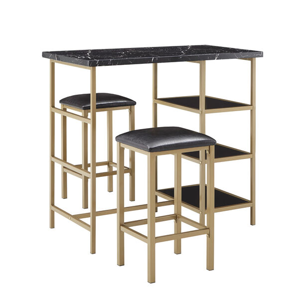 Rosa Gold Three-Piece Counter Height Table Set with Marble Top, image 1
