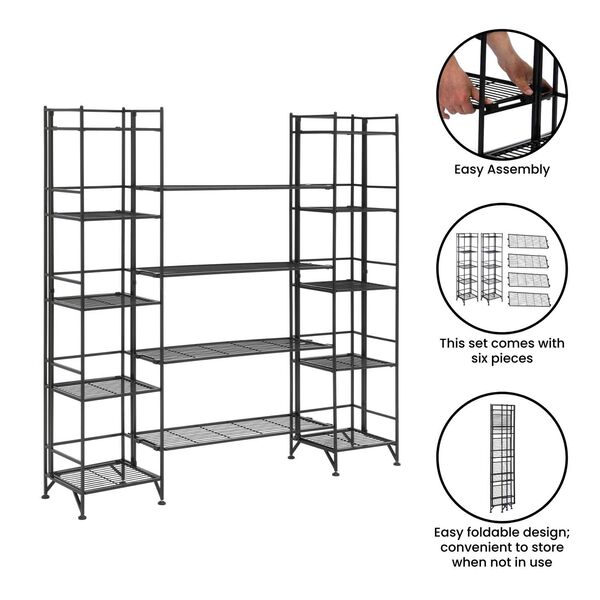Xtra Storage Five-Tier Folding Metal Shelves with Set of Four Deluxe Extension Shelves, image 4