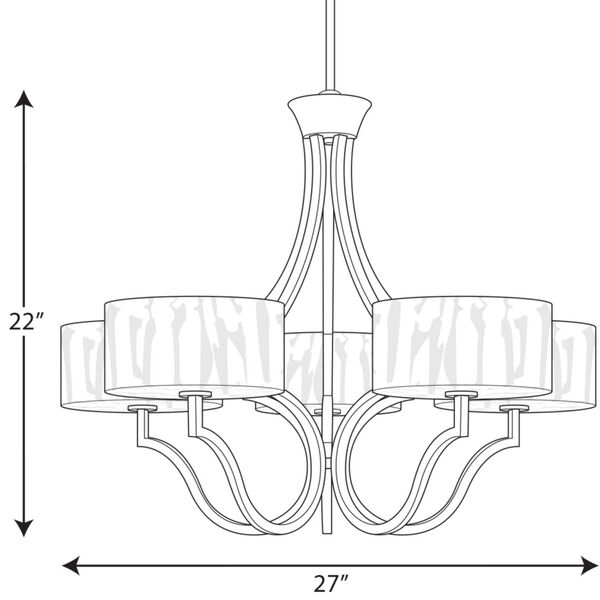 Caress Polished Nickel Five-Light Chandelier with Glass Diffuser, image 4