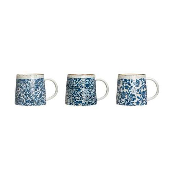 Blue and Stoneware White Coffee Mug, Set of 3, image 1