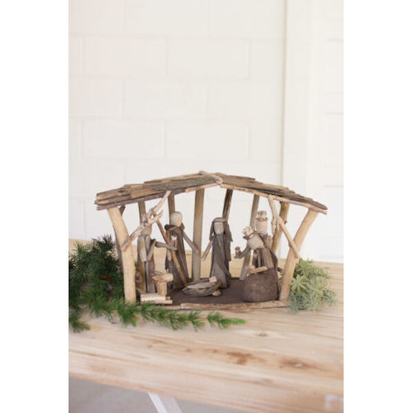Natural Wooden Nativity Tabletop Decor, image 1