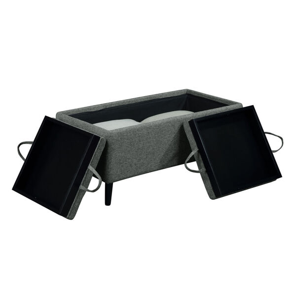 Designs4Comfort Light Charcoal Gray Fabric Magnolia Storage Ottoman with Reversible Trays, image 4