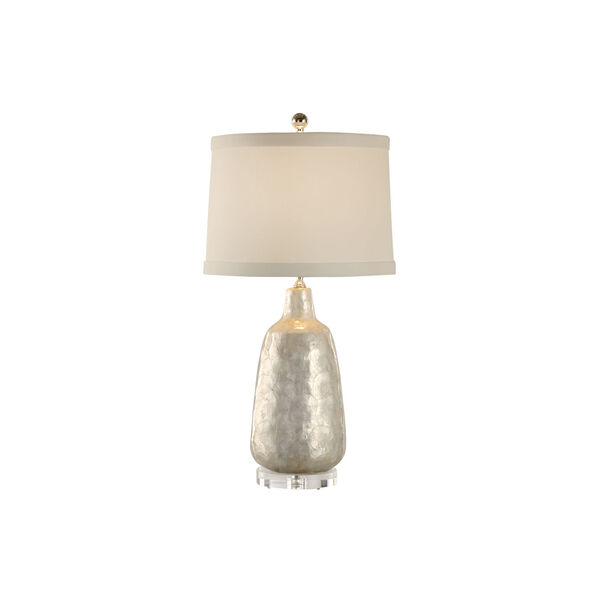Off White One-Light  Shell Covered Urn Lamp, image 1