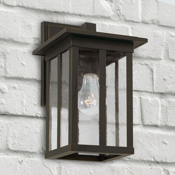 Barrett Oiled Bronze One-Light Outdoor Wall Lantern with Antiqued Glass, image 3