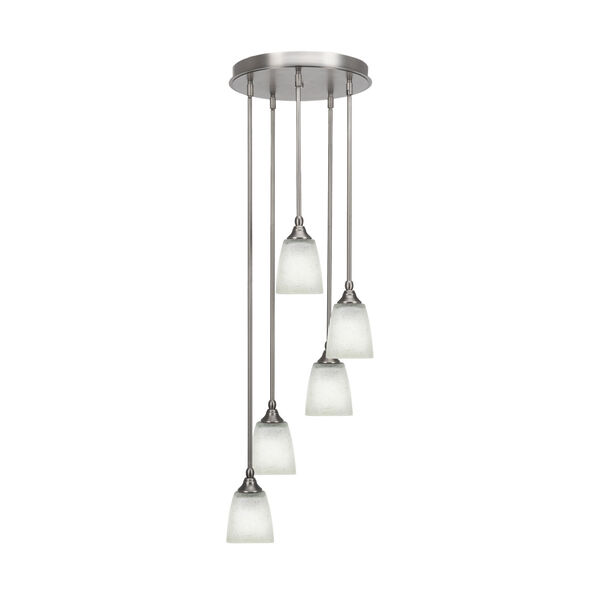 Empire Brushed Nickel Five-Light Cluster Pendant with White Muslin Glass, image 1