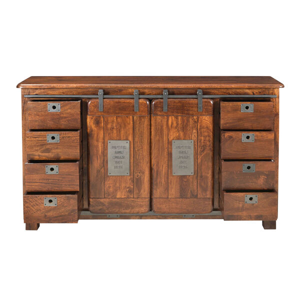 Brown Two Sliding-Door Eight-Drawer Cabinet, image 4