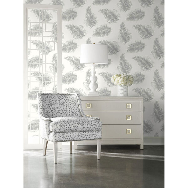 Lillian August Luxe Haven Light Gray Tossed Palm Peel and Stick Wallpaper, image 3