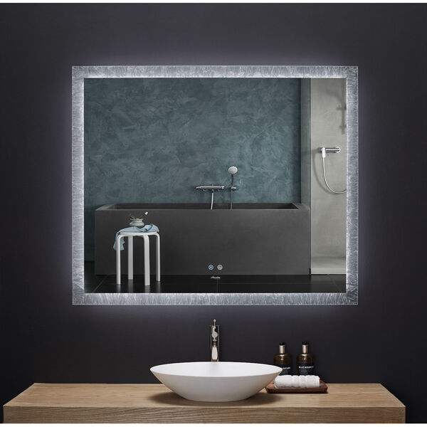 Frysta White 48 x 40 Inch LED Frameless Rectangualar Mirror with Dimmer and Defogger, image 2