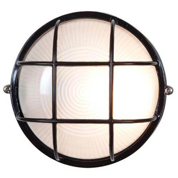 Nauticus Black One-Light Outdoor Wall Light with Frosted Glass, image 1