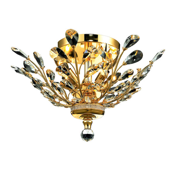 Orchid Gold Four-Light 20-Inch Flush Mount with Royal Cut Clear Crystal, image 1