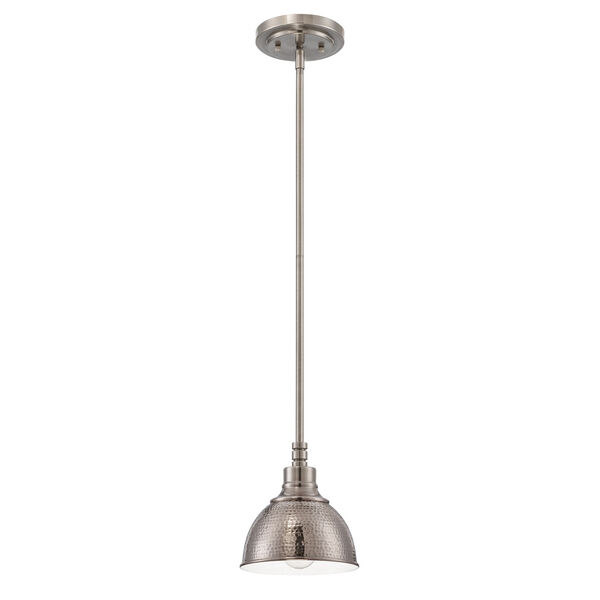 Timarron Antique Nickel One-Light Mini Pendant with Hammered Metal Shade, image 1