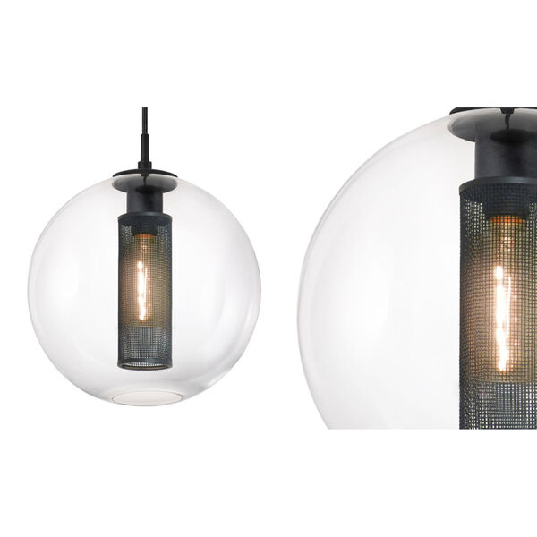Tribeca 12 Inch One-Light - Textured Black with Clear Glass - Pendant, image 1