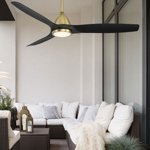 Skylark Satin Brass and Matte Black 54-Inch 2700K Indoor Outdoor Smart LED Ceiling Fan, image 3